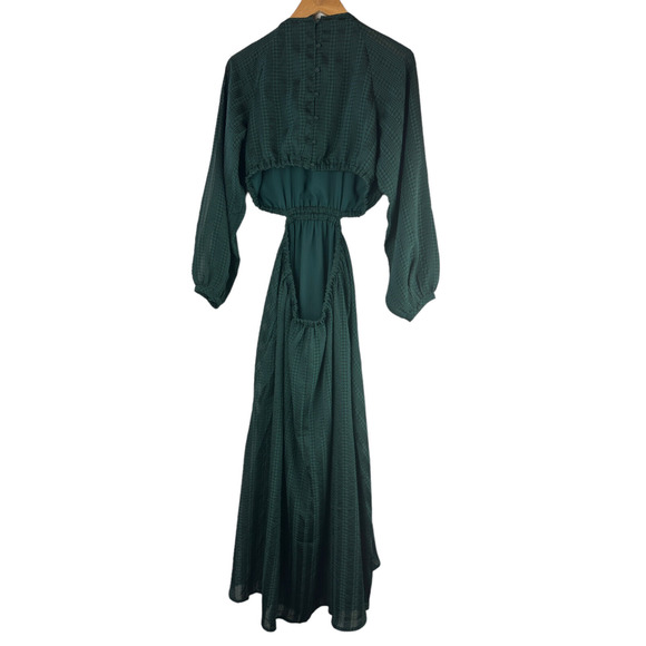 Madewell Long Sleeve Cutout Midi Dress Smoky Spruce Green Black Women's Medium - Picture 5 of 16